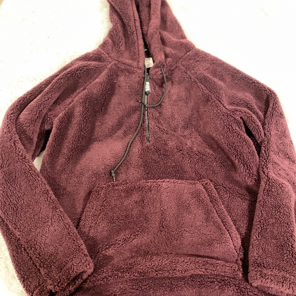 Worn once-PINK Sherpa hoodie